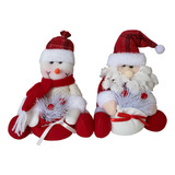 Kit Natalino Natal Enfeite Papai Noel E Boneco De Neve