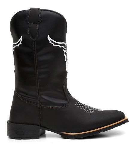 Bota Texana Masculina Couro Legitimo Country Boi Desenhado