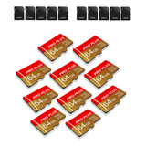 Juego De Tarjetas De Memoria De 10 Piezas, Oro Rojo De 64 Gb