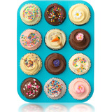 Forma Cupcake Silicone 12 Cavidades Petit Gateau Empada Bolo