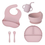 Kit 6 Refeição Bebê Silicone Colher Prato Infantil Ventosa