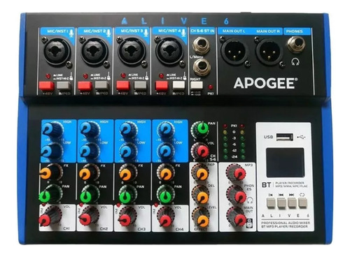 Consola De Sonido Apogee Alive 6 Mixer Bluetooth Mp3 Usb