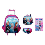 Kit Frozen Mochilarodinhas Lancheira Estojo Infantil Escolar