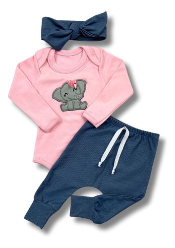 Conjunto Roupa Bebe Menina Frio Outono Inverno 100% Algodão