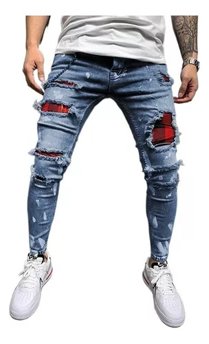 Vaqueros Ripped Jeans Slim Fit Skinny Hombre