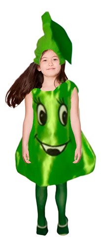 Disfraz Infantil De Pera Tematica Frutas Y Verduras Primavera Desfile Escolar Accesorios Poliester Obras Niña Tallas 4 A 12