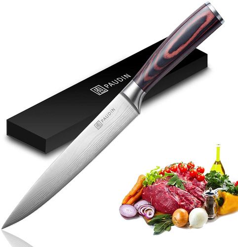 Cuchillo Para Sushi Paudin, Acero De Alto Carbono, 8''
