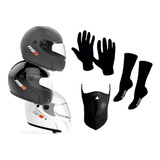 Casco Hawk Rs5 Rebatible + Guantes + Mascara + Medias Pp C