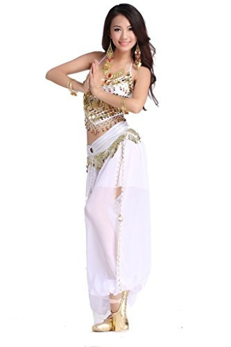 Zltdream Lady's Belly Dance Chiffon Banadge Top Y Linterna