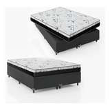 Cama Box Queen Bipartido + Colchão D33 One Face- Couro Preto