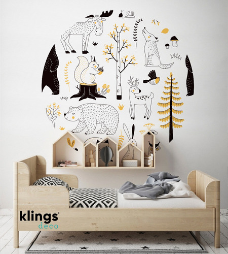 Vinilos Decorativos Mural Redondo Infantil Animal Nordico