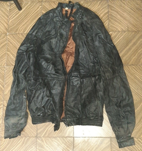 Campera De Cuero Cuerina Negra Hombre Mujer. Vintage.