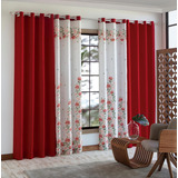 Cortina Para Sala 3,00 X 2,50 Estampada Peru Sultan Cor Vermelho