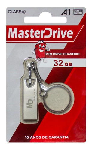 Pendrive 32gb Chaveiro Metal Masterdrive 10 Anos De