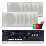 Kit Som Ambiente 300w Bluetooth +12 Caixas Quadrada Acustic