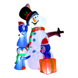 Muñeco De Nieve Inflable De Navidad Y Pingüino Con Luces Led