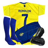 Conjunto Completo Futebol Meião Caneleira Uniforme Infantil