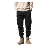 Pantalón Jogger Bolsas Cargo Casual Cómodo Gabardina