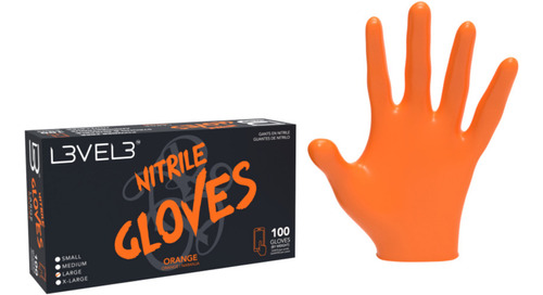 Guantes Level 3 De Nitrilo Color Naranja Talla L