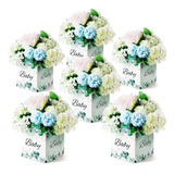 6 Cajas De Flores Verdes Para Centro De Mesa De Baby Sh...