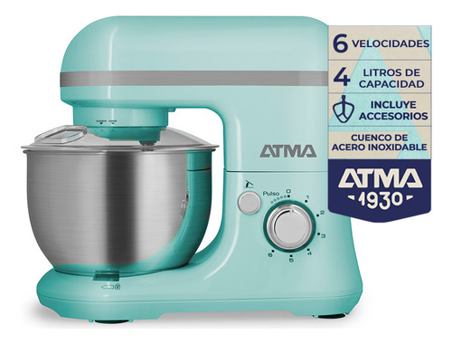 Atma Bpat21bp Batidora Planetaria 800w 6 Vel Bowl 4l Celeste