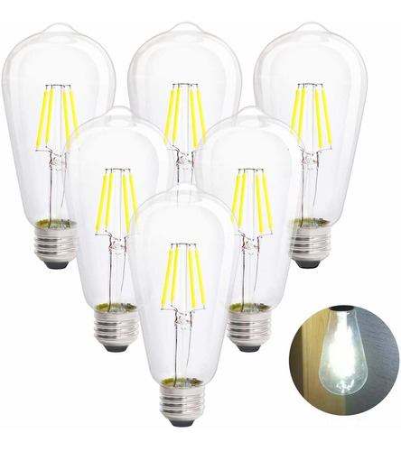 Asoko Bombillas Led Edison Vintage Transparentes, 4 W 4000 K