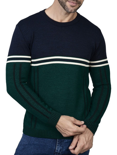 Suéter Masculinotricô-blusa Frio 2 Cores-verde/azul-dir.fabr