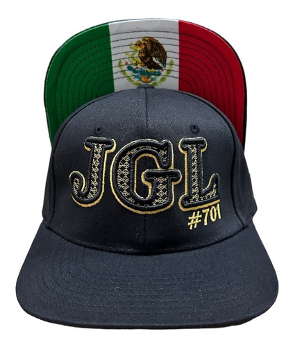 Gorra Jgl Bordado Dorado Visera Con Bandera México