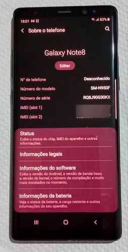 Smartphone Samsung Note8+ Plus Super Novo