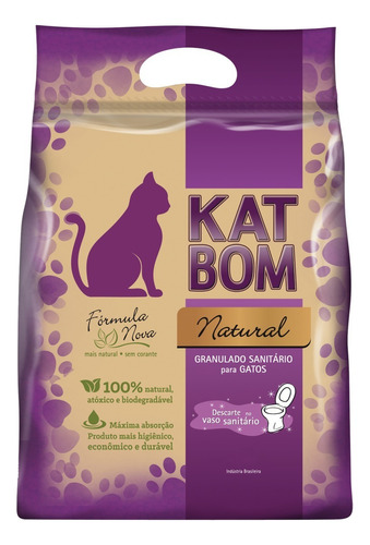 Granulado Sanitário Natural Para Gatos Katbom Pacote 3kg