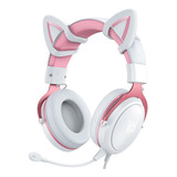 Audifonos Gamer Onikuma X10 Orejas Blancos Con Rosado Rgb Color Blanco