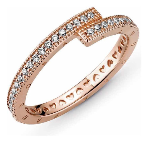 Anillo Pandora Oro Rosa De 14k Con Piedra Zirconia Cubica