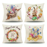 Fundas De Almohada De Pascua Happy Easter Bunny Farmhouse Co