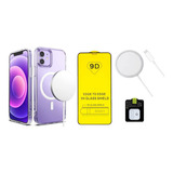 Kit Funda Para iPhone Magsafe Cargador Mica Camara Pantalla Color iPhone 12