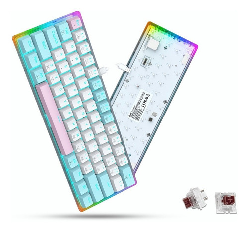 Teclado 60% Mecánico Y Ergonómico Con Luz Lateral Rgb Usb C