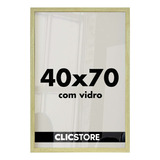  Moldura 40x70 Quadro Decorativo Vidro Poster Foto Corredor Cor Carvalho Liso 