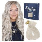 Fshine Extensiones De Cabello Humano Rubio Blanco Con Punta