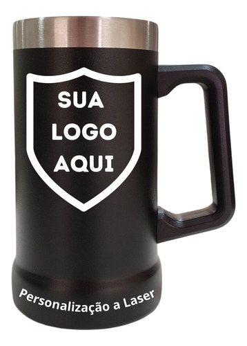 Caneca Térmica Personalizada Logo/ Nome/ Empresa 709ml Preto