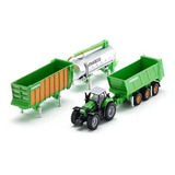 Tractor Deutz Fahr Con 3 Trailers Joskin Siku 1848 E: 1/87