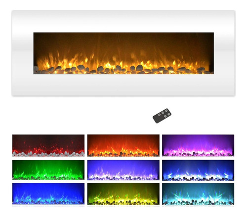 Chimenea Eléctrica Colgable, Leños Cristales Piedras, 127cm