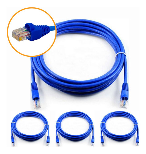 Kit 10 Un Cabo De Rede 5m Cat6 Furukawa Rj45 Azul S. Veloz