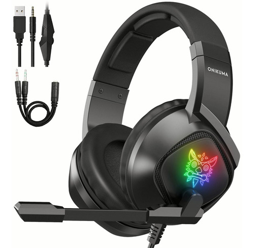 Audifonos Con Micrófono Gamer K19 Negro Rgb Led Xbox One Ps