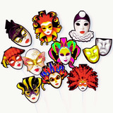 10 Enfeite Carnaval Palito Máscara Pequena Decoração Festa