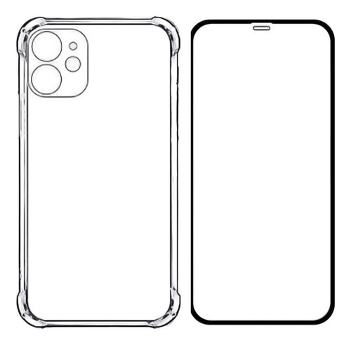 Carcasa Reforzada Para iPhone 11 + Mica Vidrio Completa Full