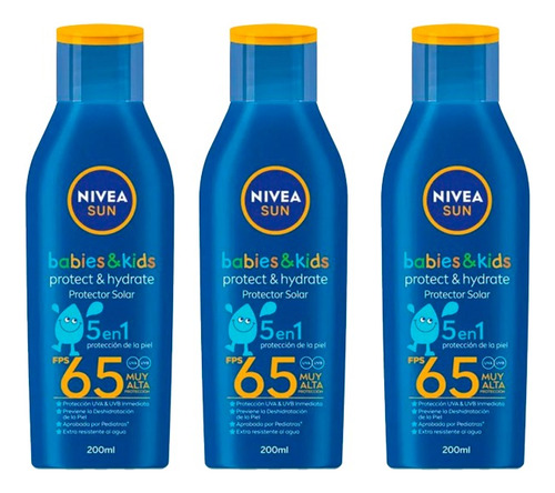 Nivea Sun Babies Kids Fps 65 200ml X3un