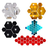 12 Espejos Hexagonal 3d Para Pared Pegatina Decoración Hogar