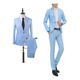 Traje Smoking Hombre Super Slimfit Juego De Dos Piezas Azul