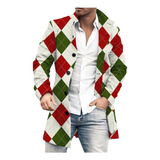 Abrigo Estampado De Lana Q Para Hombre, Cuello Alto Woolen W