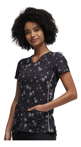 Top Clínico Estampado Negro Co Flores Heartsoui Dylv