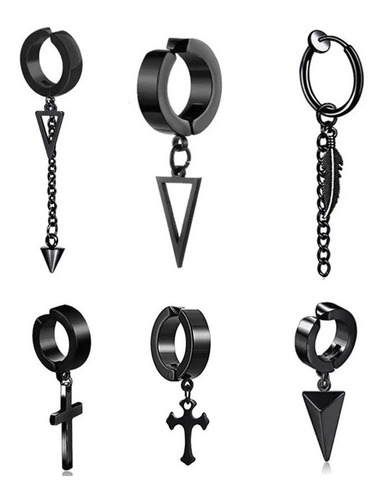 6 Pz Piercing Falso Hombre Aretes Clip Sin Perforación